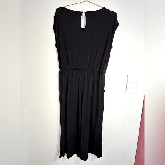 Market & Spruce Black Jumpsuit Size Large Sleeveless Tie Waist Cropped Wide Leg - Picture 8 of 9
